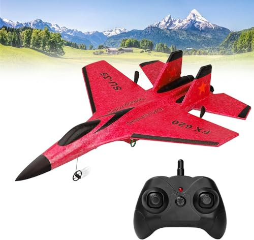 YANGUN Avion Radiocommandé FX 620, Avion de Chasse Télécommandé, 2,4 GHz Avion RC avec LED, Planeur Volant Télécommandé, pour Adultes et Enfants Facile et prêt à Voler