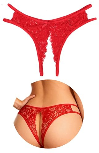 ohyeahlady Unterhosen Damen im Schritt Offen Große Größen Spitze String Tanga Damen Sexy Dessous mit öffnung Ouvert Höschen Slip Offen Erotisch Unterwäsche Frauen Hipster Reizwäsche
