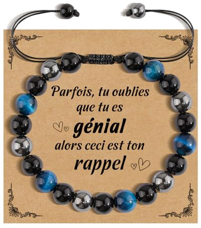 YELUWA Cadeau Homme, Bracelet Homme, Œil de Tigre Bleu Bracelet Pierre Naturelle Homme, Idee Cadeau Homme Original Bracelet Idee Cadeau Homme Noel Cadeau Pour Homme Cadeau Ado Papa Grand Pere Mari