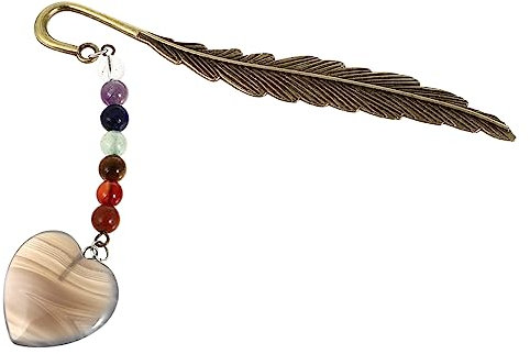 FUNOMOCYA Lesezeichen Metall Herzanhänger Elegantes Lesemarker Für Bücher Lesenleiste Kleines Gewicht Naturstein Ornament