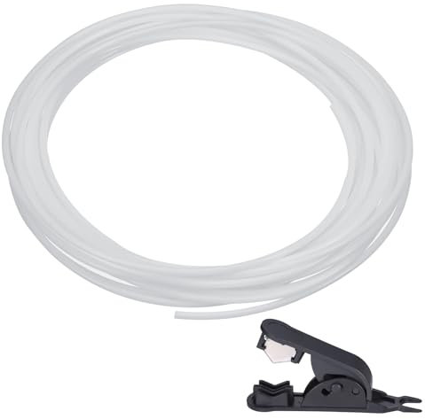 Zocipro 10 Meter PTFE Schlauch 4mm x 2,5mm, PTFE Tube 3D Drucker Schlauch, PTFE Teflonschlauch mit Cutter für 1,75 mm 3D Drucker Filament, Kompatibel mit Creality K1/K1 Max/Ender 3 V3, Weiß