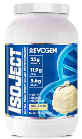 Evogen Isoject - Whey Protein Isolate | Ultra-Pure Whey Protein Powder with Ignitor Enzymes, BCAAs, and EAAs | Enhanced Absorption & Recovery | Vanilla Bean | 25 Servings