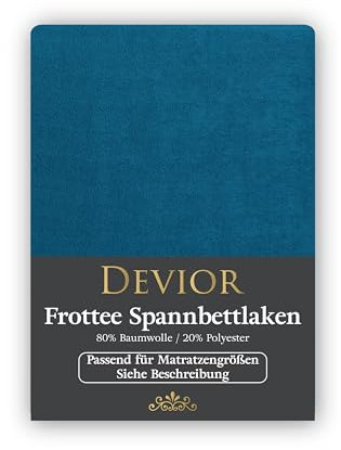 Devior Frottee Winter Spannbettlaken, Petrol, 180x200 – 200x220 cm – Kuscheliges Bettlaken 160 g/m² aus Baumwolle für Boxspringbett-Matratzen bis 32 cm Höhe – Oeko-TEX Made in Green Zertifiziert