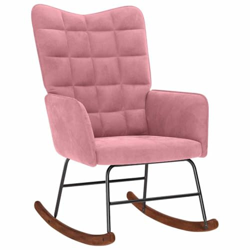 vidaXL Schaukelstuhl Rosa Samt