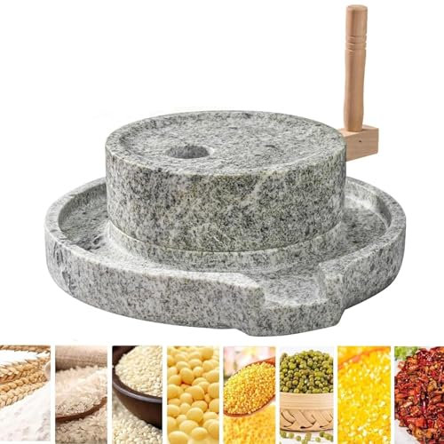 SAYEYBU Trocken- Und Nass Getreidemühle Aus Naturgranit Handkurbel-Pulverisierer Handgefertigte Mühle Pasta Mühle Getreidemühle Für Weizen, Mais, Mungobohnen Und Saaten,A