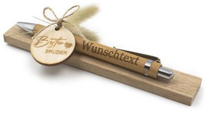 VmG-Store Holz Kugelschreiber als Geschenkidee zum Muttertag Mama Vatertag Geburtstag Papa Oma und Opa Arbeitskollege Freundin Freund (Mit Wunschname, 06 Bester Bruder)