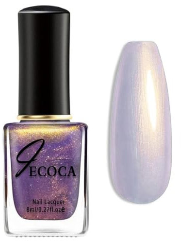 Purple Nail Varnish - Pearl Nail Polish Quick Dry - Holographic Nail Polish Air Dry Fast - Pearlescent nail polish Purple Color Manicure Art DIY - Shiny Glitter Nail Varnish 10ML