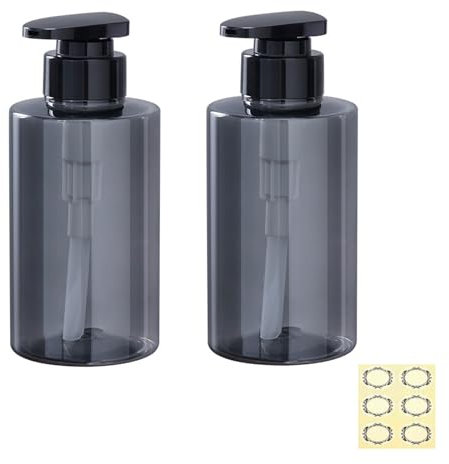 Apstaqeoo 2Pcs 300ml/10oz Empty Pump Bottle Dispensers - Refillable Plastic Shampoo Bottle Hand & Dish Soap Dispenser with pump, Lotion Shower Gel Storage Container Toiletries Liquid Dispenser (Grey)