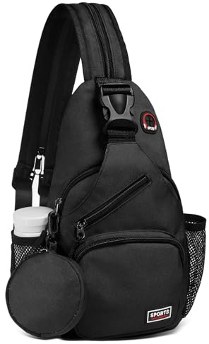 SUIKIHUM Convertible Sling Bag with Coin Pocket, 11 Tablet Crossbody Mini Backpack with Headphone Jack Casual Pack for Women Men Travel, Black