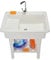 Lavandino in plastica per lavanderia, lavello multiuso con rubinetto e asse da bucato, lavabo indipendente per ristoranti, lavanderie e garage(White,31.5in)