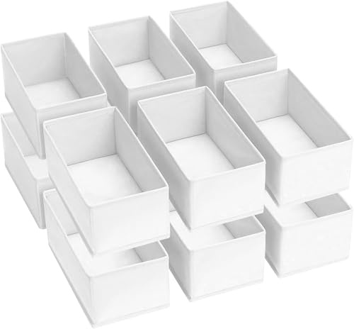 DIMJ Schubladen Organizer Kleiderschrank Organizer - Schrank Organizer Stoff Unterwäsche Organizer, Drawer Organizer Faltbare für Baby Kleidung, Hosen, Kinder Socken, 12 Stück (Weiß)