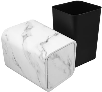 Cabilock Poubelle avec Couvercle à Motif Marbre pour Salle de Bain et Salon Bac à Ordures Plastique Polyvalent pour Cuisine et Maison