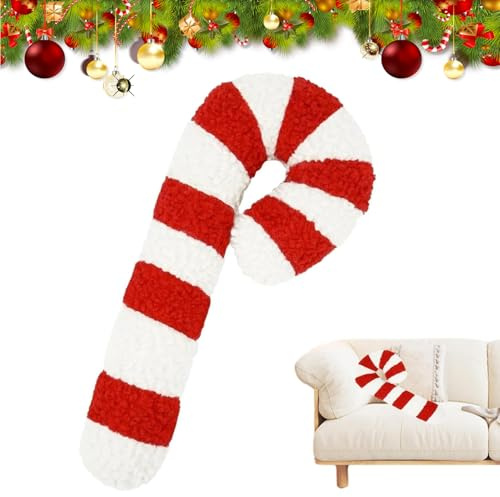 XUDUOO Zuckerstangen Kissen, Weihnachtskissen Kissen Zuckerstange, Süßes Weihnachts-Süßigkeits-Überwurfkissen, Winter Deko Aesthetic Für Sofa, Bett, Couch, Schlafzimmer (35CM)