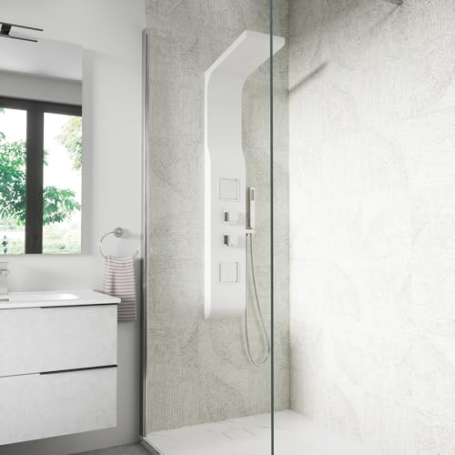 Pannello Doccia in Alluminio Bianco Opaco con Doccino, 3 Funzioni mod. Vernel