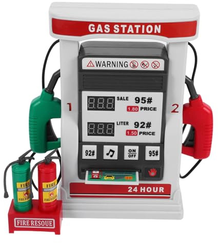 ORFOFE Multifunctional Diy Gas Station Model Educational Toy for Children Voice Prompt, Card , Dual Fuel Pumps, and Digital Display, Suitable for Interactive Play and Learning