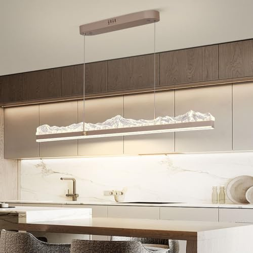 DDYY 120cm dimmbar LED Pendelleuchte Esstisch,120cm Roségold mit Fernbedienung Hängelampe Kücheninsel, Höhenverstellbar Esstischlampe Linear Design Esstisch Lampen Hängend für Esszimmer Büro Küche