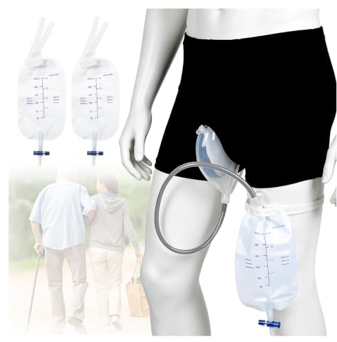 Wearable Men's Urinal Portable Urinals for Men Reusable Male Urine Bag External Catheter for Men Wearable Spill Proof Collector Urinary Drainage for Bedridden Elderly