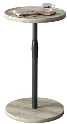 IRCPEN Kleiner Beistelltisch Rund Eichengrijs Modern Elegant ET010QK | Höhe Verstellbar,Robuster Stabiler Beistelltisch Couch,Nchttisch Aus Holz Und Eisen,Für Wohnzimmer Schlafzimmer