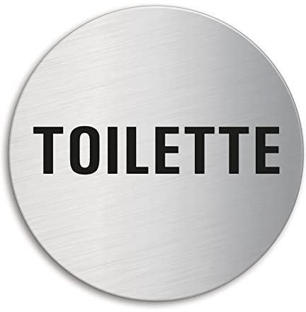 Plaque de Porte en Acier inox brossé - Toilette | Ø 100 mm No.7768
