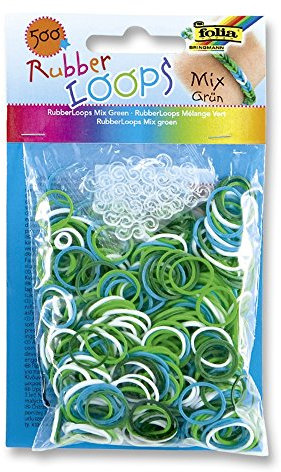 Folia Rubber Loops Gummibänder, 500 Stück, Farbe:Grün Mix