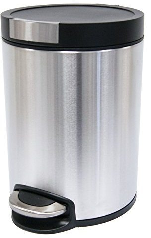 Stainless Steel 5 Litre Pedal Bin - Suitable for Kitchen/Bathroom/Bedroom - Liner Included - Soft Close Lid