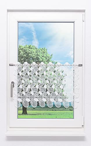 Plauener Spitze Scheibengardine Kieselsteine (Bx H) 96cm * 45cm weiß