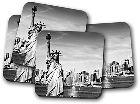Lot de 4 dessous-de-verre Statue de la Liberté – New York City USA America Travel #12199