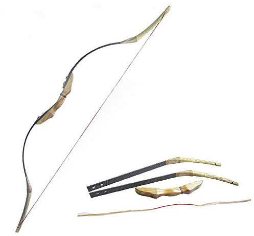 SHARROW 30-50lbs Bogenschießen Take-down Recurvebogen Traditioneller Holzbogen 60 Zoll Langbogen Reiterbogen Jagdbogen (50lbs)