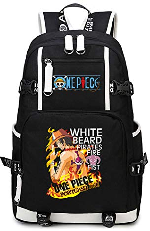 WANHONGYUE One Piece Portgas D Ace Anime Backpack Schüler Schultasche Laptop Rucksäcke Freizeittasche Daypack Schwarz-17