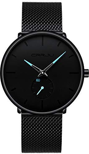 MICGIGI Herren Anaog Quarz Uhr mit Edelstahl Armband BeiläufigGeschäft Stil Uhren