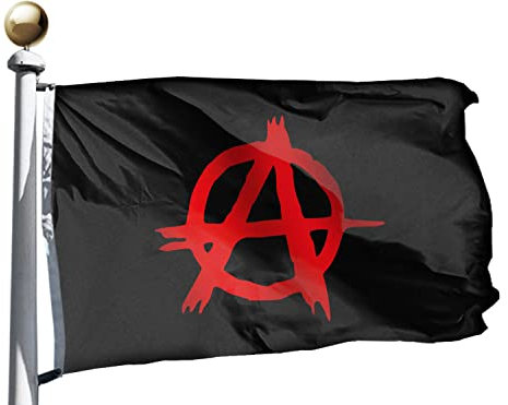rungift Anarchie-Flagge, 91.4 x 152.4 cm, für den Außenbereich, mittelgroß, für draußen, Leinenheader und doppelt genäht – Messingösen für einfaches Ausstellen, Arnachismus-Bewegungs-Flaggen