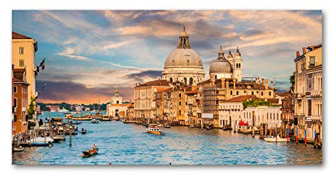 Tulup Glas-Bild Wandbild aus Glas - Wandkunst - Wandbild hinter gehärtetem Sicherheitsglas - Dekorative Wand für Küche & Wohnzimmer 140x70 - Sehenswürdigkeiten & Architektur - Venedig Italien - Blau