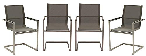 Gravidus 4er Set Freischwinger mit Kunststoffbespannung, Taupe