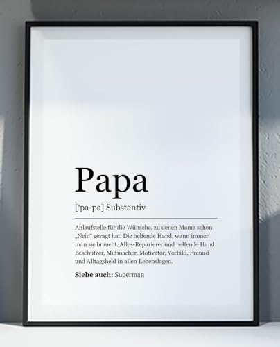 Ritter Mediendesign Bild Kunstdruck Papa Wort Grammatik Substantiv Poster Druck Deko Geschenkidee Vatertag (Din A4)
