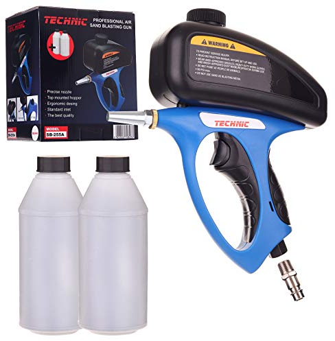 Sandstrahlpistole 510 ml im Set mit 2 kg Strahlgut (Korund) und Schnellverbinder 1/4, Metalldüse Ø 5 mm, max. Arbeitsdruck 6,2 bar