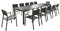 CONCEPT USINE | Ensemble Console Extensible en Aluminium 2 à 12 Places + 12 Chaises | Design OLHAO Gris Foncé | Table à Rallonge d'Extérieur Moderne et Pratique | Rangement Facile
