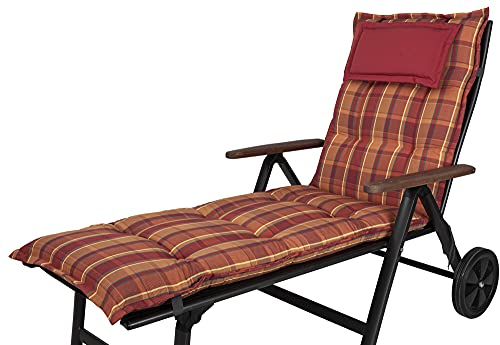 VWPEYY KETTtex 2136 Auflage Rollliege Rom orange-rot kariert 192x60x9 cm (ohne Liege)