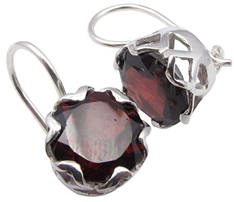 SilverStarJewel 925 Sterling Silber Granat Ohrringe 1,8 cm Edelsteine ​​Schmuck