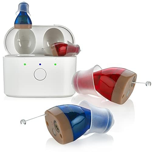 Digitale ricaricabile - Dispositivo personale Mini CIC per l'orecchio interno per adulti e anziani - Tecnologia completamente digitale con custodia di ricarica portatile USB