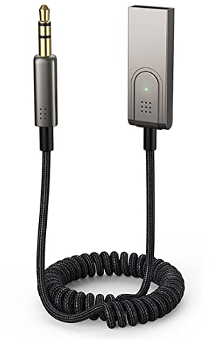 Bluetooth Aux Adapter Car Bluetooth v5.1 Receiver, 3.5mm Jack Audio Adapter for Car/Speaker/Amplifier Stereo Music, Plug & Play, Auto Power on, Handsfree Call