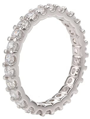 Musihy Damenring, Verlobungsringe Eternity Ring Zirkonring Kreis Kanal Fassung Zirkonia Weiß Ringgröße 55 Pärchen Geschenk