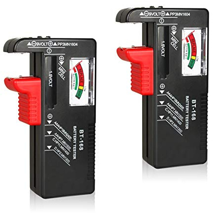 2Pcs Battery Tester Checker, Universal Battery Checker for AA AAA C D 9V 1.5V Button Cell Household Batteries Smal Electrical Monitor Meter Equipment (Requires No Battery for Operating)