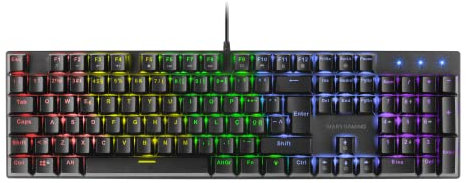 Mars Gaming MK422 Negro, Teclado Mecánico Gaming RGB, Antighosting, Switch Mecánico Rojo, Idioma Portugués