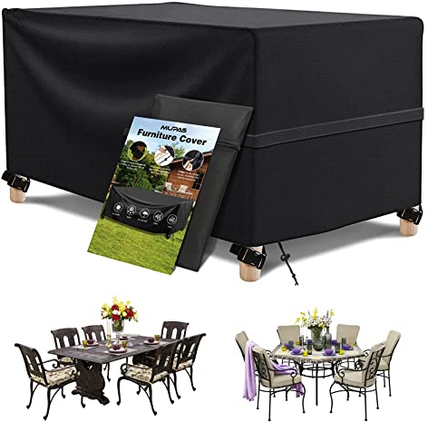 MUPAS Abdeckplane Gartenmöbel Wasserdicht Winddicht Sitzgruppe 420D Oxford Gewebe Schutzhülle Gartenmöbel für Gartentisch Terrassenmöbel Sitzgruppe Rechteckig 170 x94 x71cm