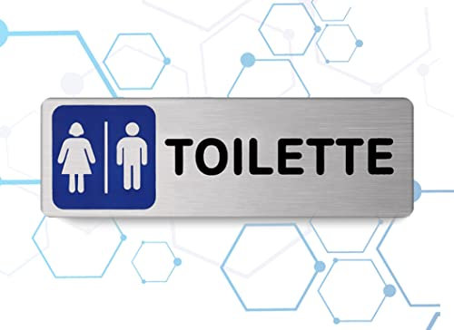 Nitek Targa Toilette Uomo Donna in Alluminio Satinato 150mm x 50mm - Targhette Autoadesive |Stickers, Klebeetikett| Impermeabili Lavabili, pub,ufficio