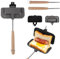 mumisuto Toasted Sandwich Maker, Camping Toaster for Gas Stove, Non-Stick Breakfast Sandwich Maker Toastie Maker Waffle Bread Panini Double Side Breakfast Frying Pan for Home Outdoors Cooking