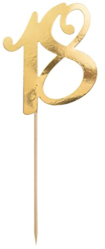 Cake Topper 18 Geburtstag Kuchenstecker 18 Made in EU Kuchendeko 18. Geburtstag Kuchenaufsatz 18 Deko Geburtstagstorte Topper Gold