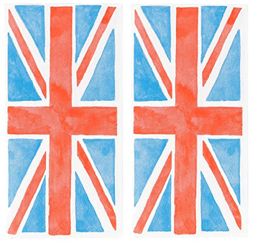 Talking Tables Britnapins Einweg-Servietten, britische Königs-Papierservietten, Motiv: King Charles Krönung, Partyzubehör, rot-weiß-blau, Tischdekoration, Britain GB, 28 Stück