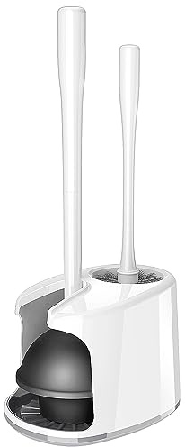 MR.SIGA WC-Saugglocke und Schüsselbürste mit Halter, robuste WC-Bürste und Kolben-Set für die Badezimmerreinigung, Weiß, 1 Set