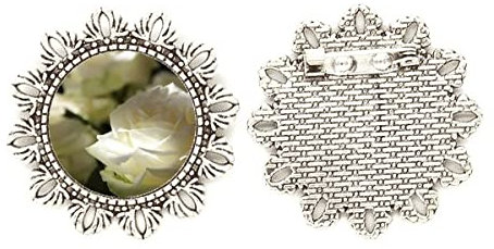 Broche en forme de roses blanches foncées et argentées, M